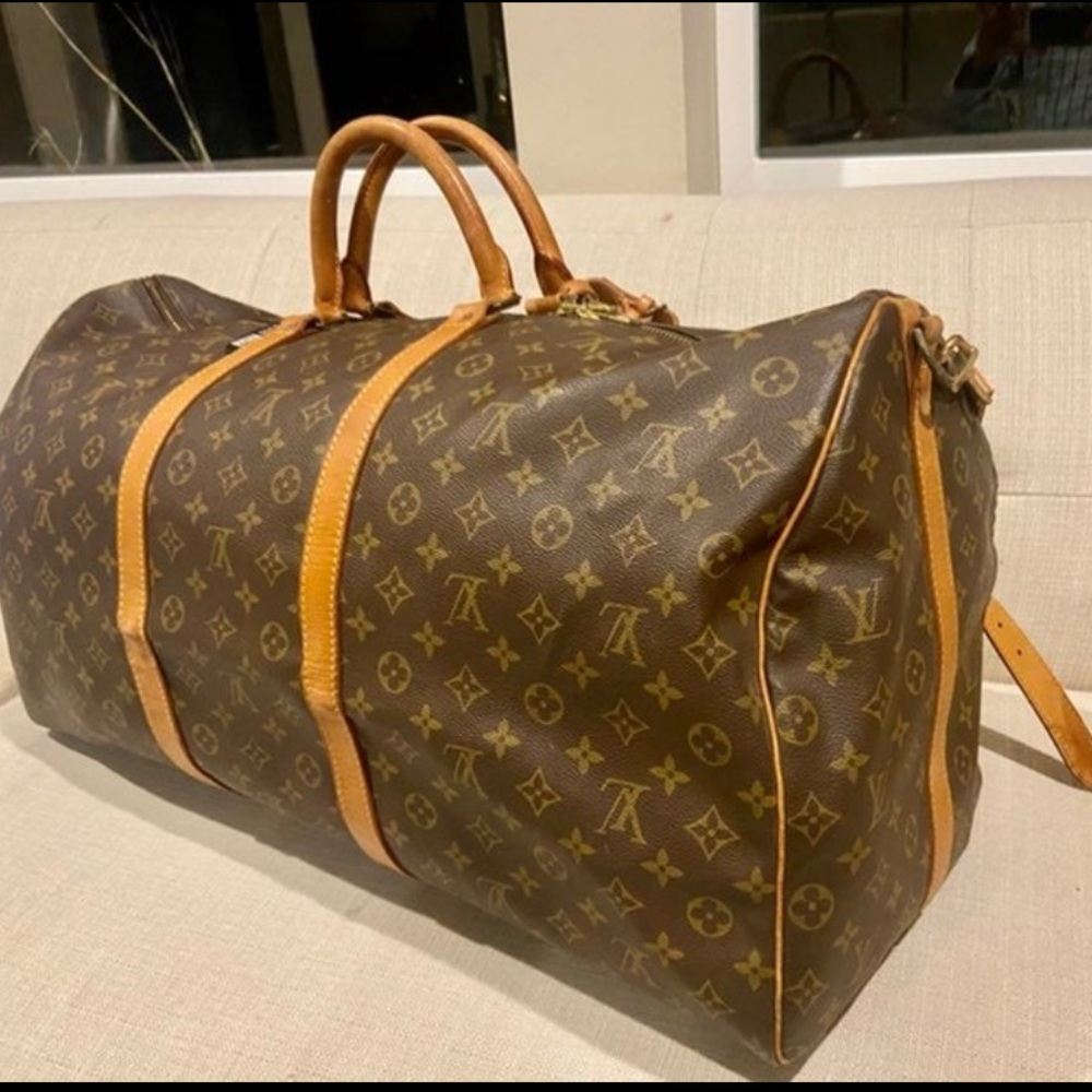 Louis Vuitton Classic Monogram Canvas Duffel Bag Keepall Bandoulière 60